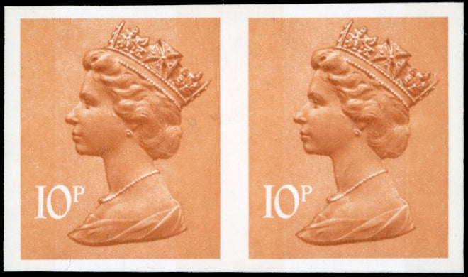 Great Britain SG X886a Unmounted Mint 1971-96 10p orange-brown imperf pair