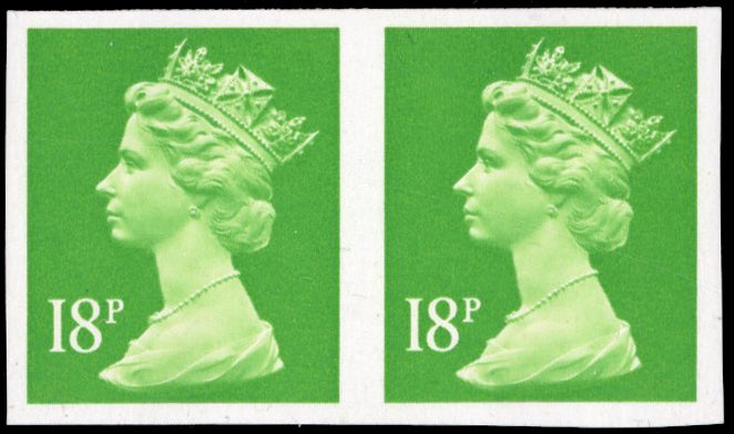 Great Britain SG X913a Unmounted Mint 1971-96 18p bright green imperf pair