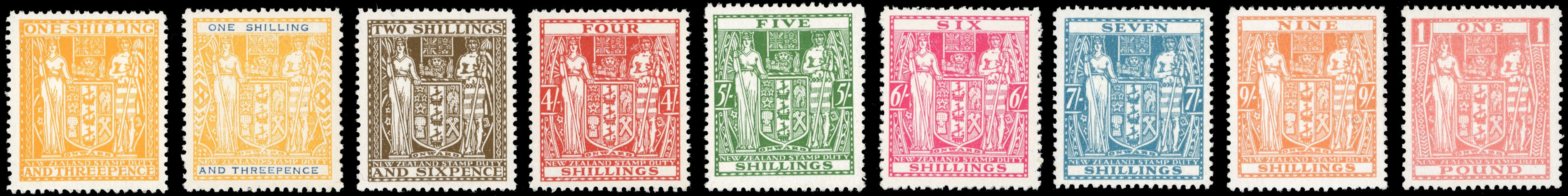 New Zealand SG F191/203 btwn Unmounted Mint 1940-58 Arms postal fiscal group to £1
