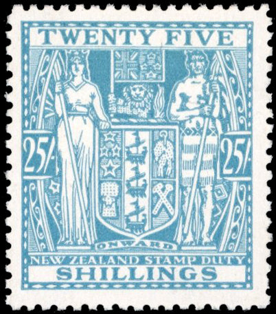 New Zealand SG F204 Mint 1940-58 Arms postal fiscal 25s greenish blue multiple watermark