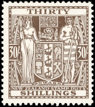 New Zealand SG F205w Unmounted Mint 1940-58 30s Arms postal fiscal multiple watermark inverted