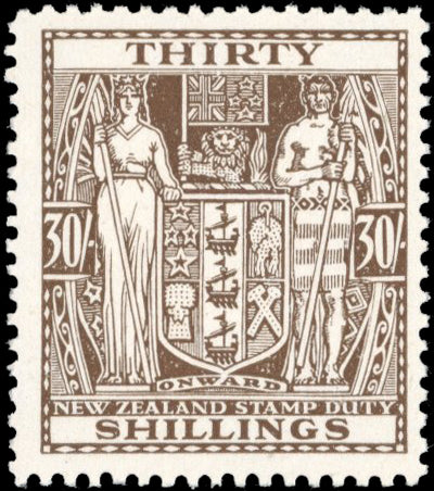 New Zealand SG F205w Unmounted Mint 1940-58 30s Arms postal fiscal multiple watermark inverted