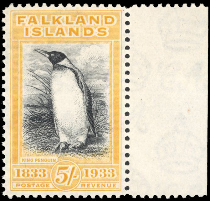 Falkland Islands SG 136 Mint 1933 Centenary 5s Penguin