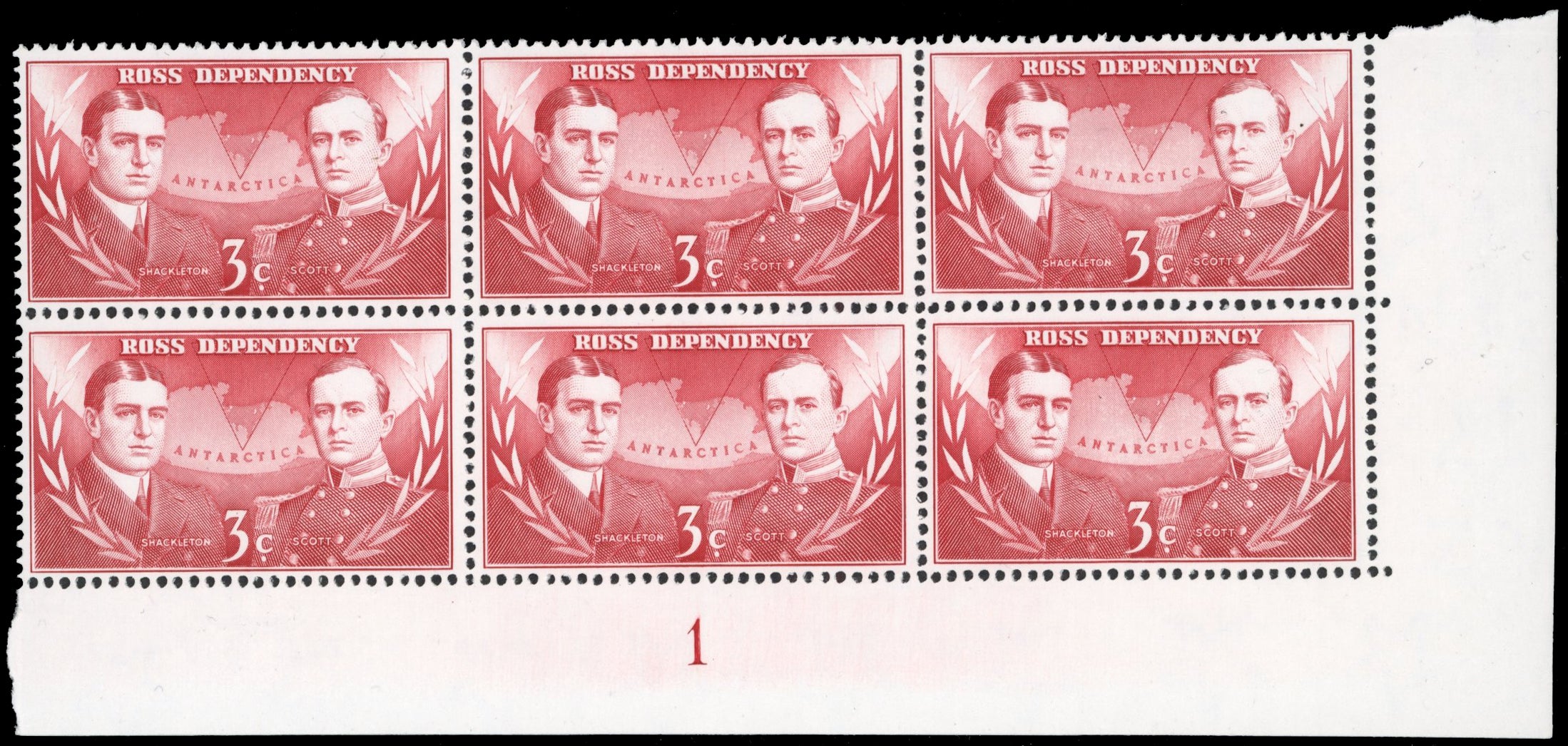 Ross Dependency SG 6w Unmounted Mint 1967 3c Shackleton and Scott variety watermark inverted