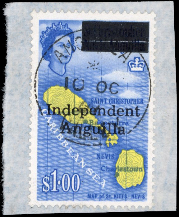 Anguilla SG 14 Used 1967 Independent Anguilla $1 Map
