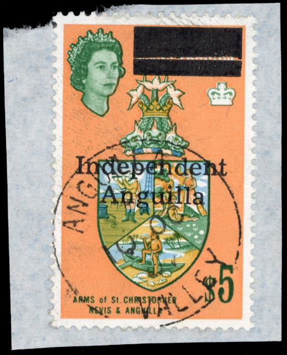 Anguilla SG 16 Used 1967 Independent Anguilla $5 Coat of Arms