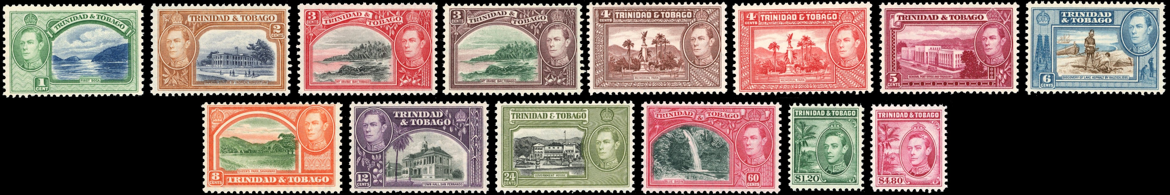 Trinidad and Tobago SG 246/256 Unmounted Mint 1938-44 KGVI set of 14
