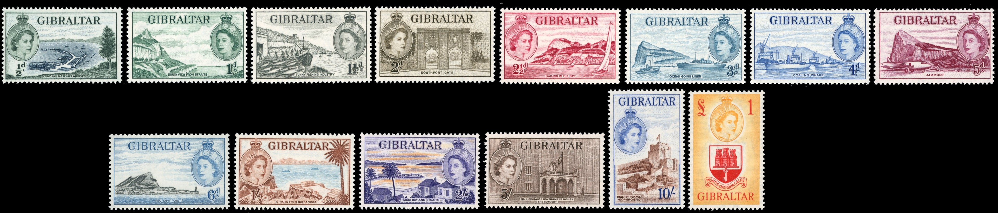 Gibraltar SG 1953-59 SG 145/158 Unmounted Mint 1953-59 set of 14