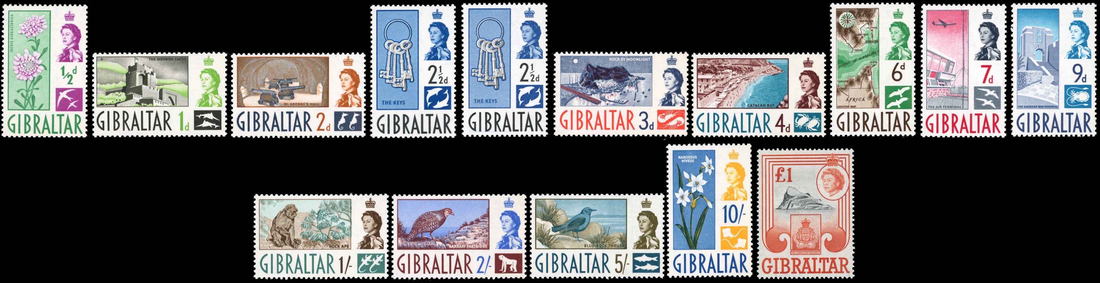 Gibraltar SG 160/173 Unmounted Mint 1960-62 set of 14