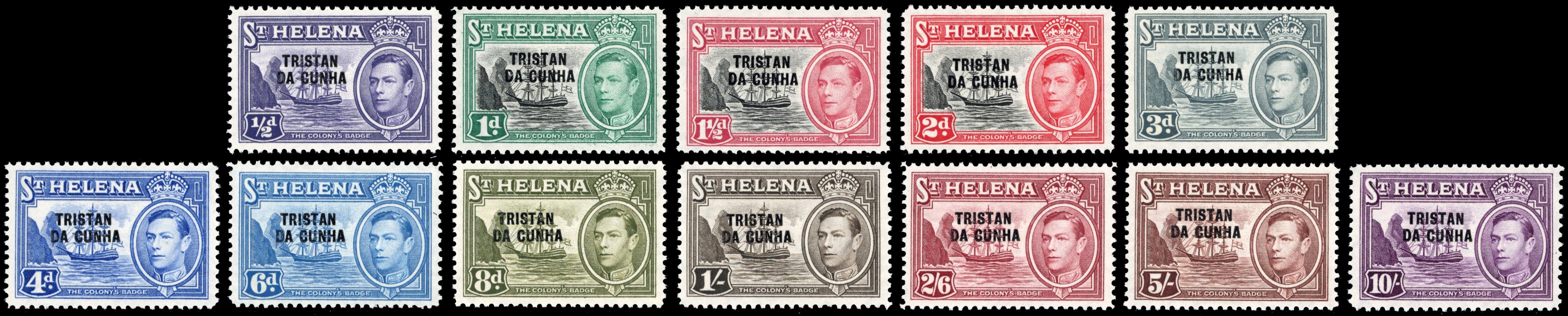 Tristan da Cunha SG 1/12 Unmounted Mint 1952 KGVI set of 12