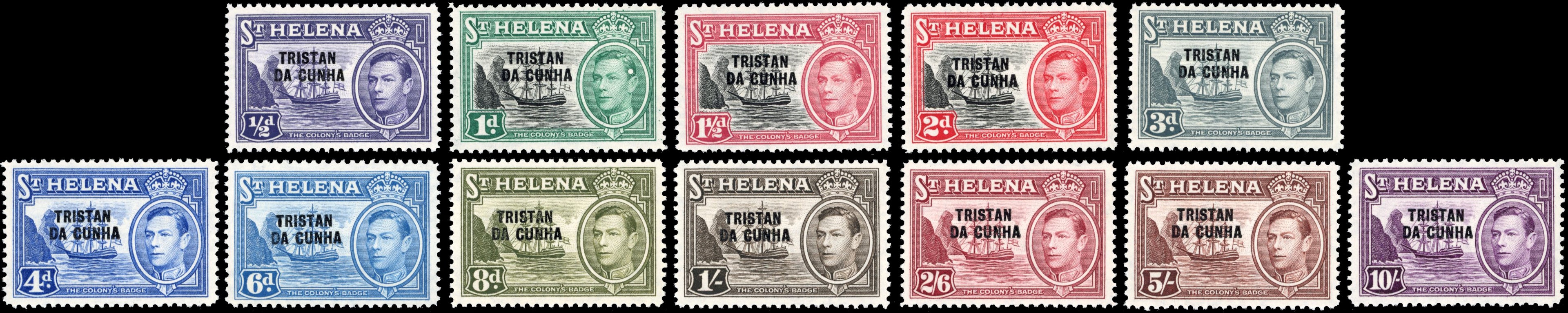 Tristan da Cunha SG 1/12 Unmounted Mint 1952 KGVI set of 12