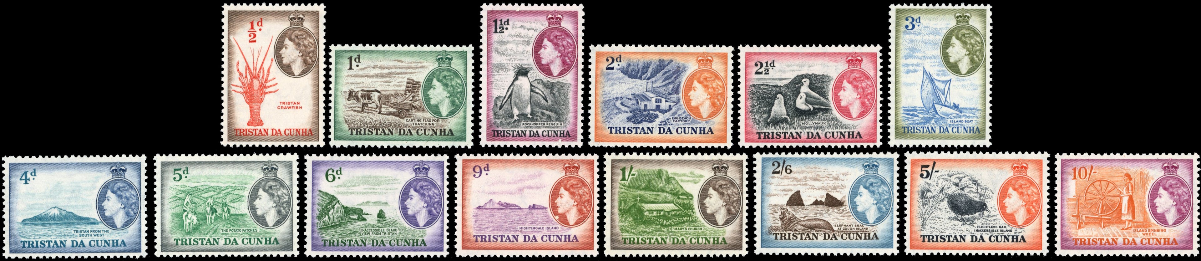 Tristan da Cunha SG 14/27 Unmounted Mint 1954 QEII set of 14