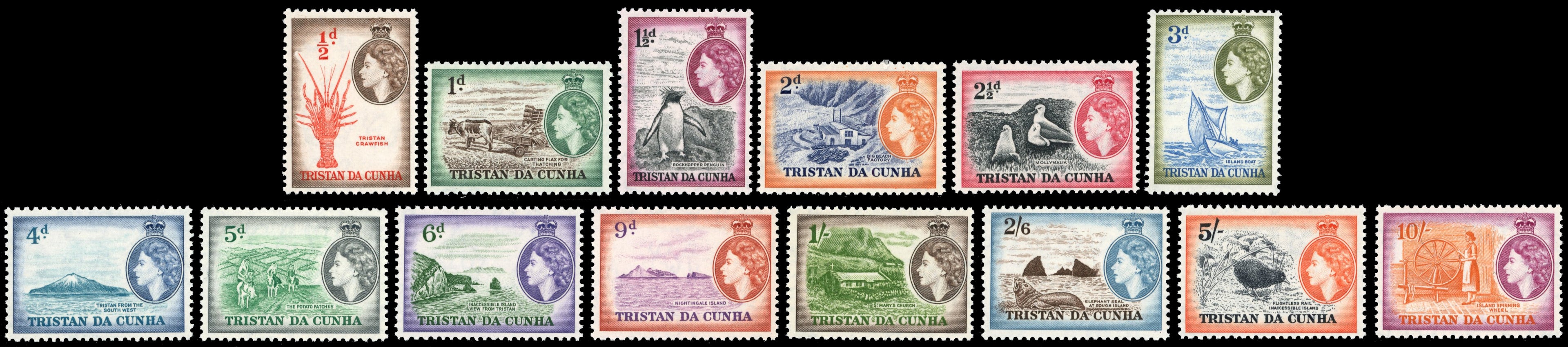 Tristan da Cunha SG 14/27 Unmounted Mint 1954 QEII set of 14