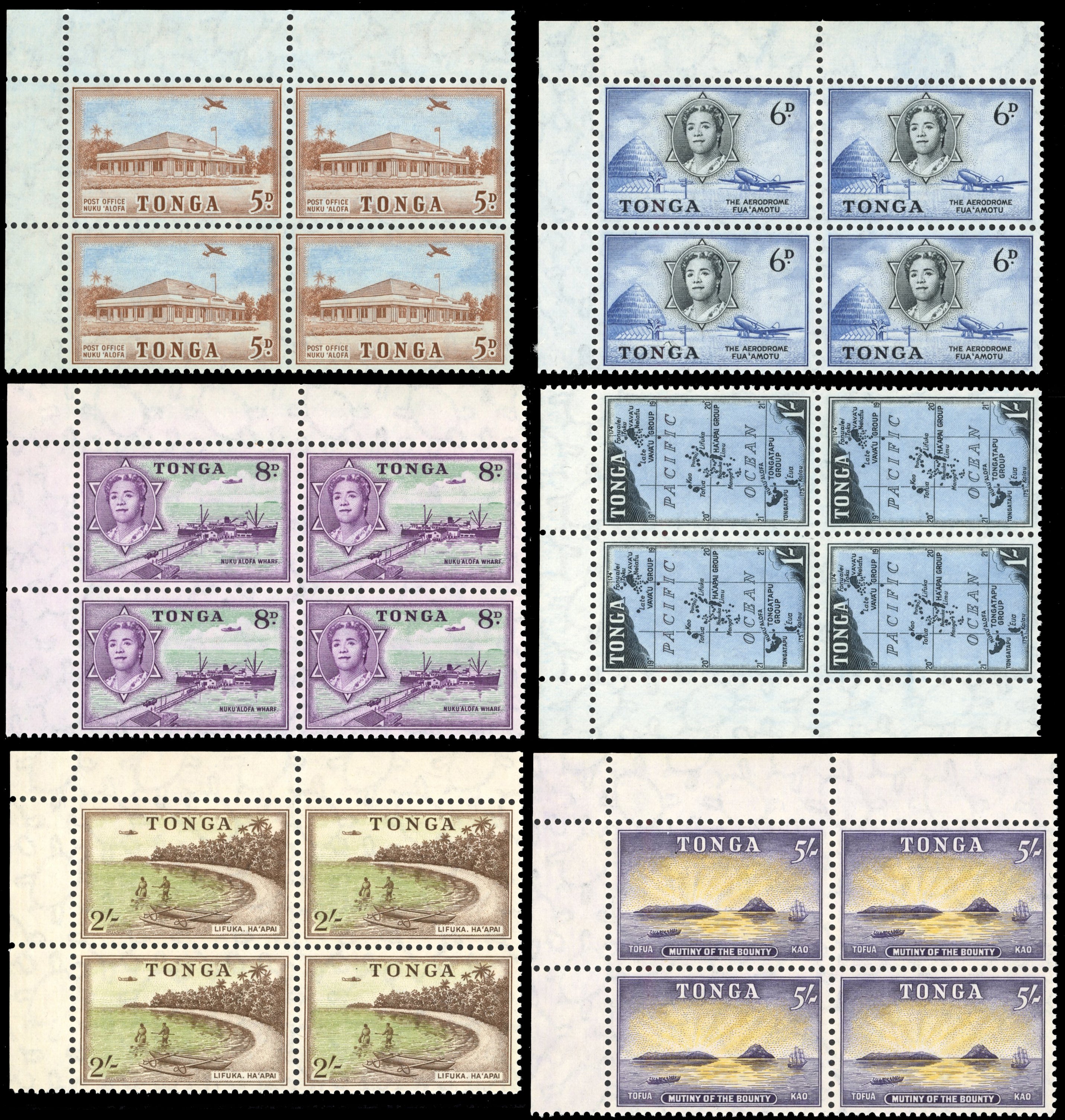 Tonga SG 101/114 Unmounted Mint 1953 set of 14 blocks of 4