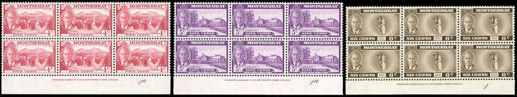 Montserrat SG 123/135 Mint 1951 KGVI set of 13 imprint blocks of 6