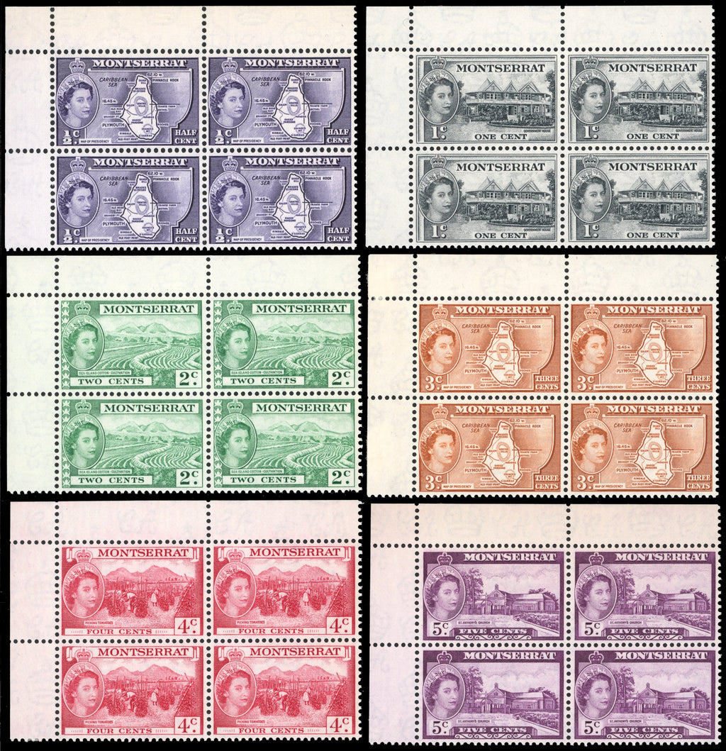 Montserrat SG 136a/149 Unmounted Mint 1953-62 set of 15 blocks of 4