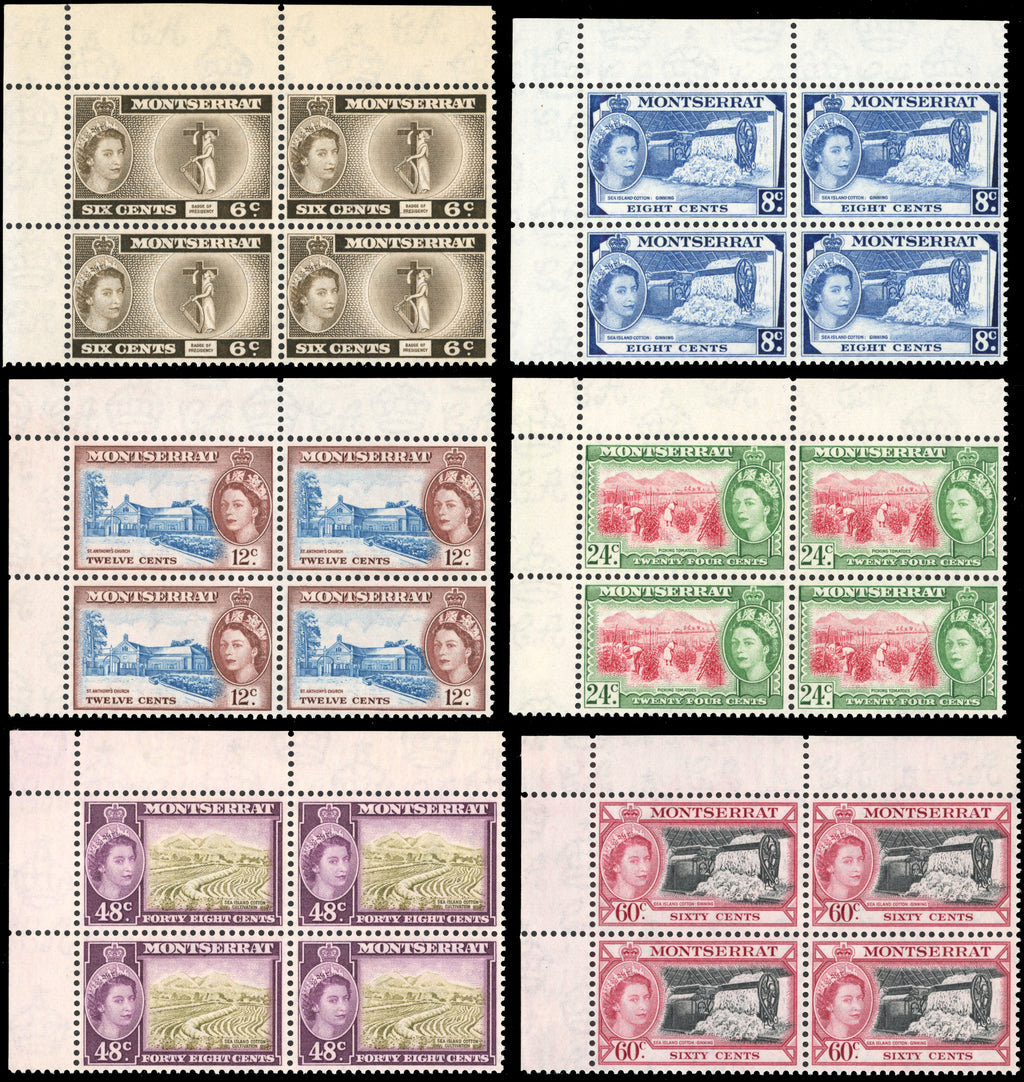 Montserrat SG 136a/149 Unmounted Mint 1953-62 set of 15 blocks of 4
