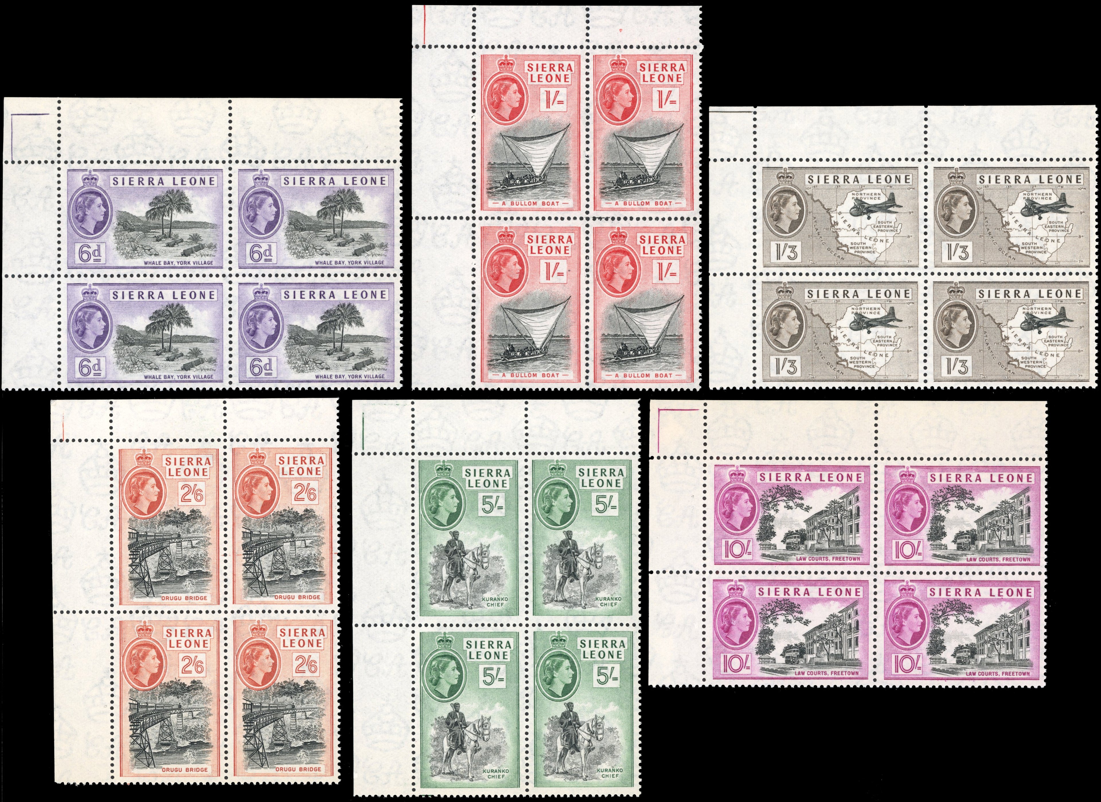 Sierra Leone SG 210/222 Unmounted Mint 1956-61 set of 13