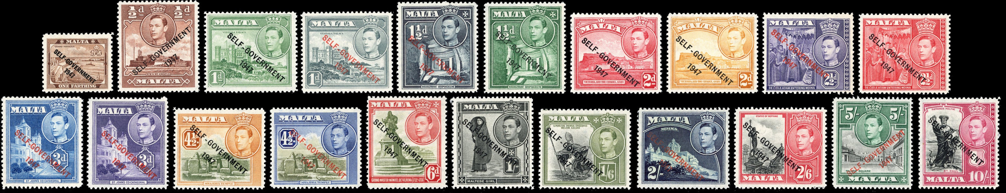 Malta SG 234/248 Unmounted Mint 1948-53 Self-Government set of 21