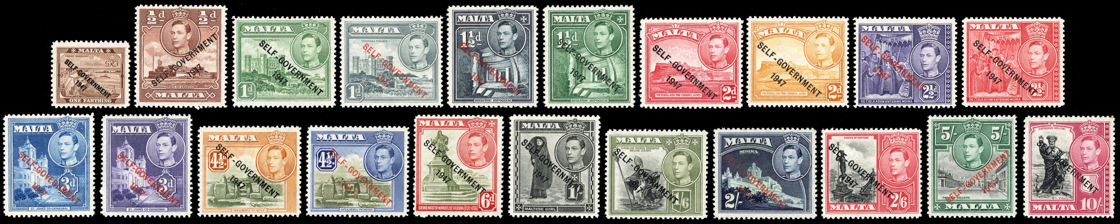 Malta SG 234/248 Unmounted Mint 1948-53 Self-Government set of 21