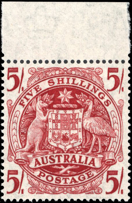 Australia SG 224ab Unmounted Mint 1948-56 5s Arms on thin paper