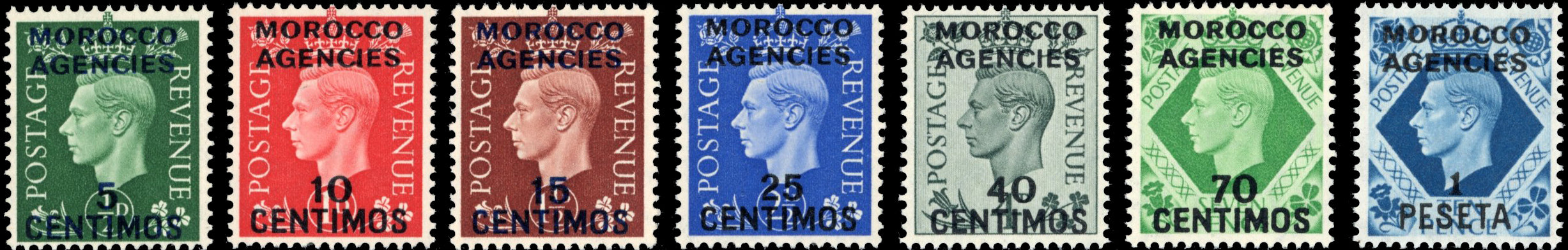 Morocco Agencies SG 165/171 Unmounted Mint 1937-52 Spanish currency set of 7