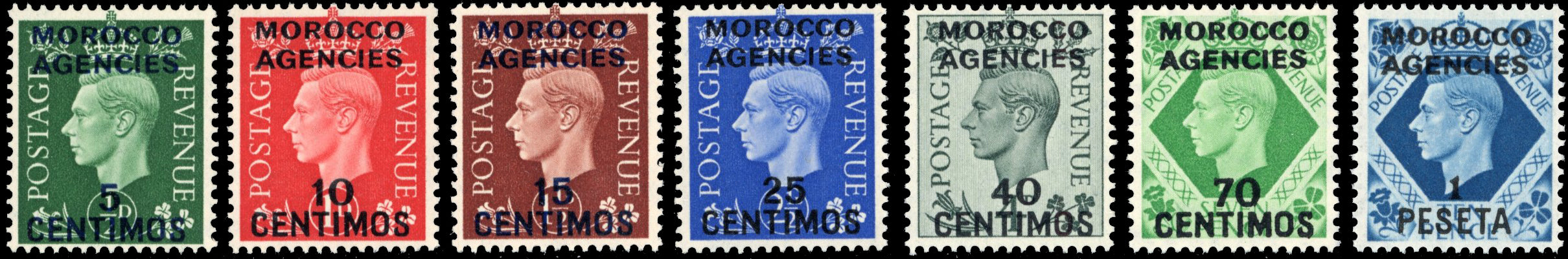 Morocco Agencies SG 165/171 Unmounted Mint 1937-52 Spanish currency set of 7