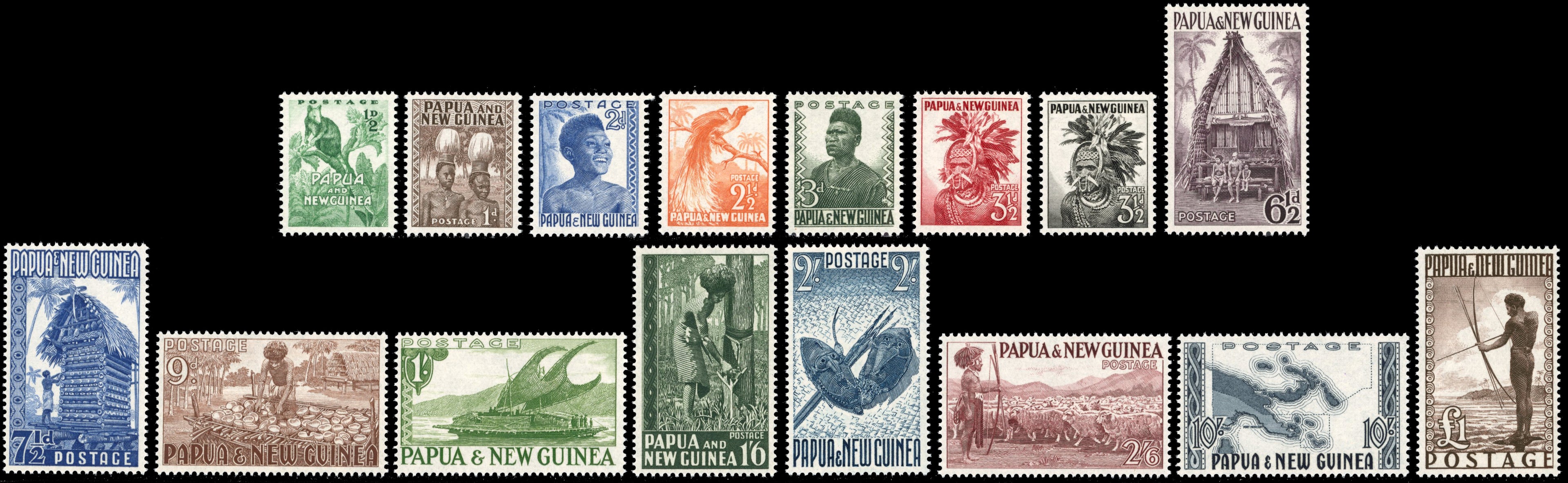 Papua New Guinea SG 1/15 Unmounted Mint 1952-58 set of 16