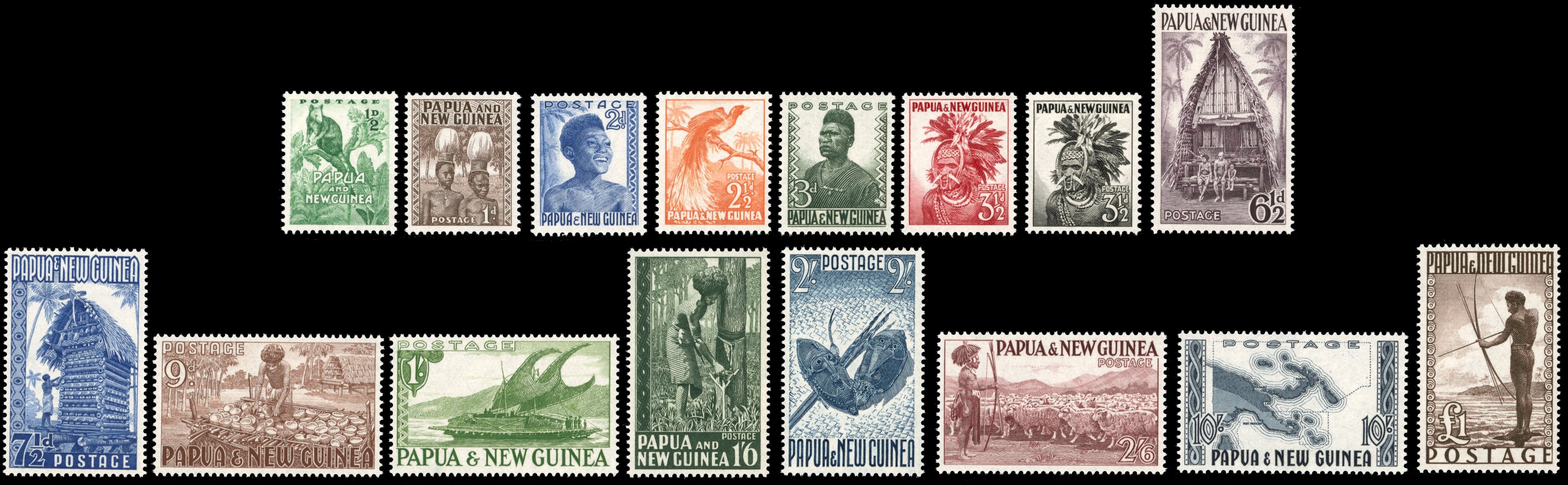 Papua New Guinea SG 1/15 Unmounted Mint 1952-58 set of 16