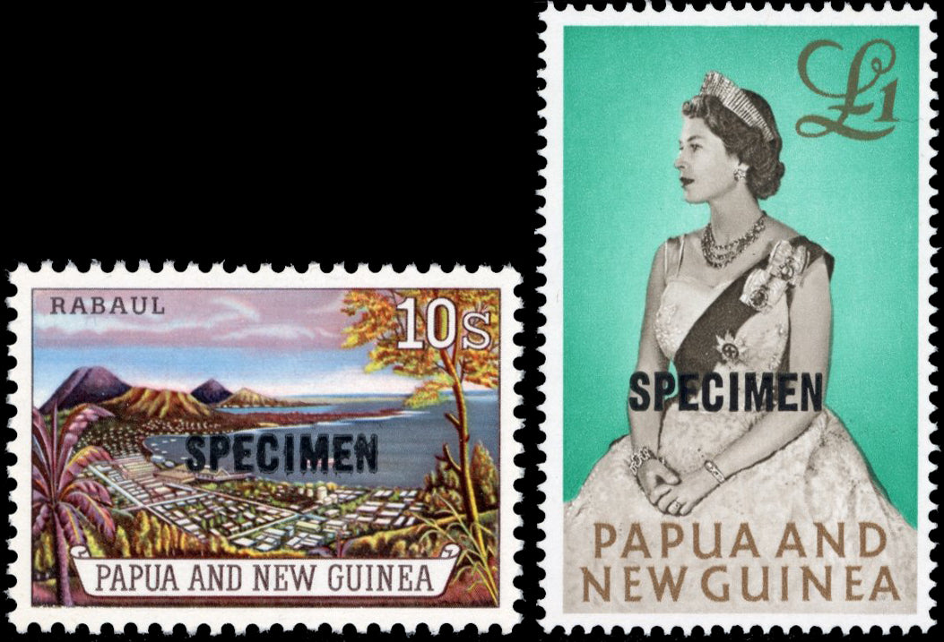 Papua New Guinea SG 44s/45s Unmounted Mint 1963 10s, £1 overprinted specimen