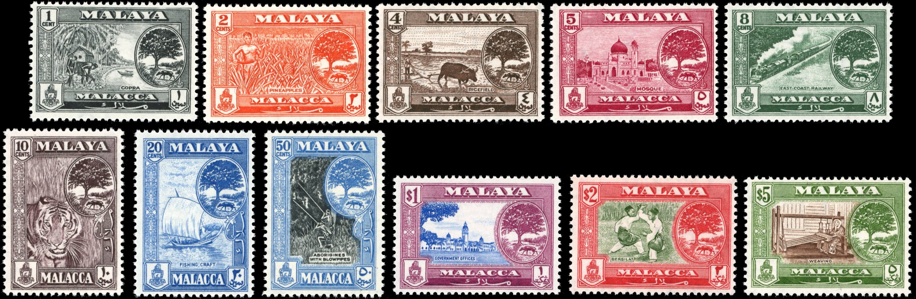 Malaya Malacca SG 50/60 Unmounted Mint 1960-62 set of 11
