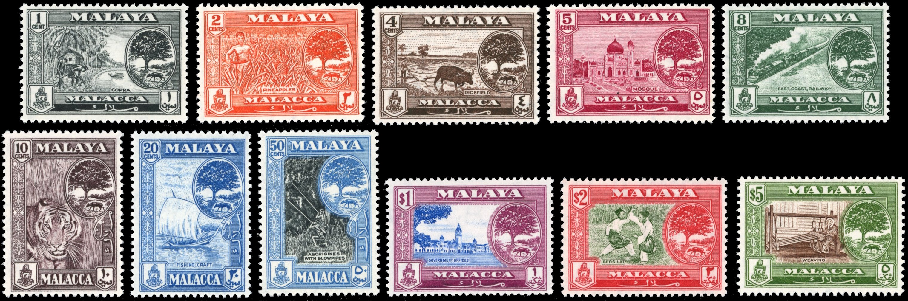 Malaya Malacca SG 50/60 Unmounted Mint 1960-62 set of 11