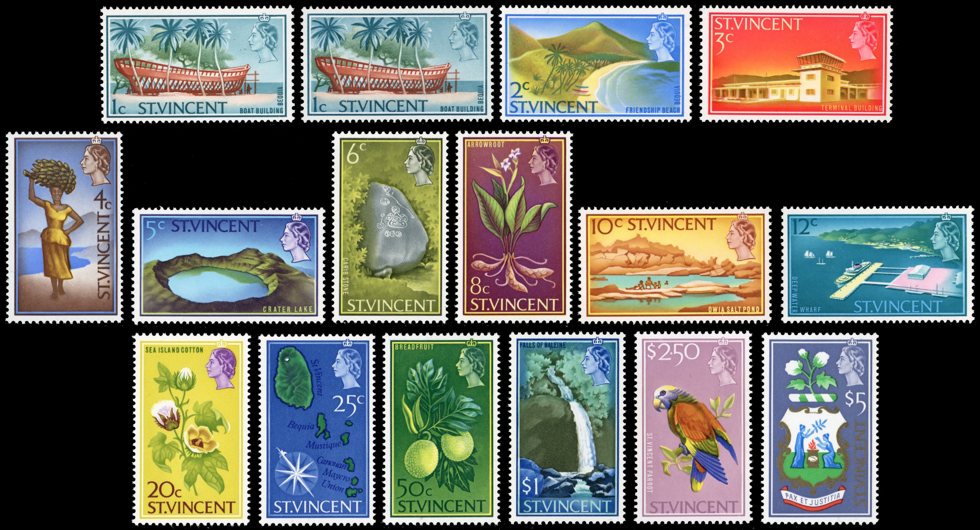 St Vincent SG 231/245 Unmounted Mint 1965-67 set of 16