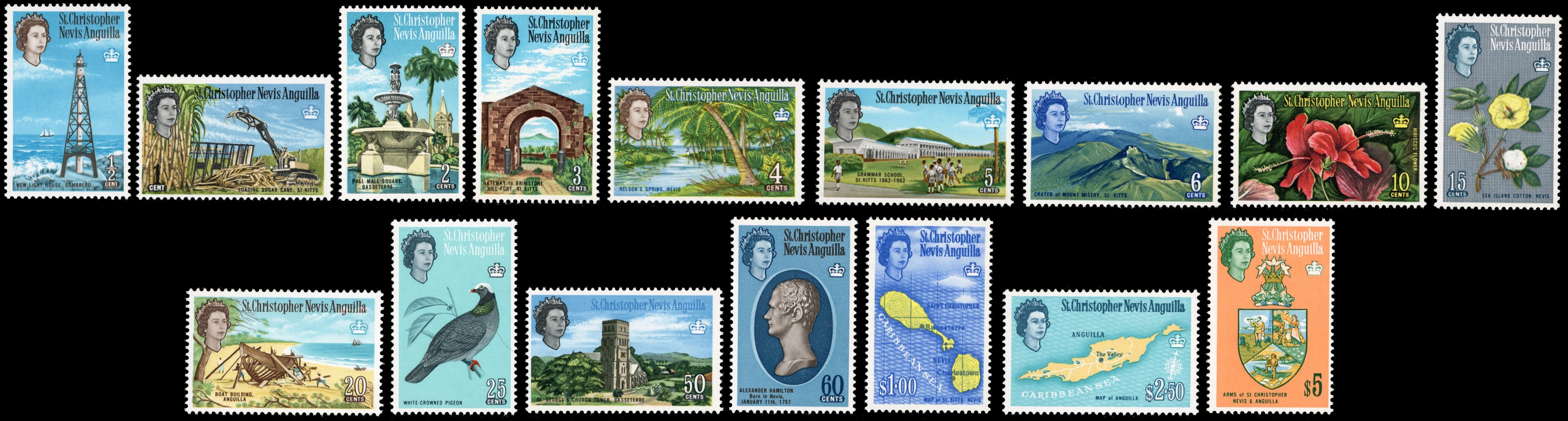 St Kitts-Nevis SG 129/144 Unmounted Mint 1963-69 set of 16