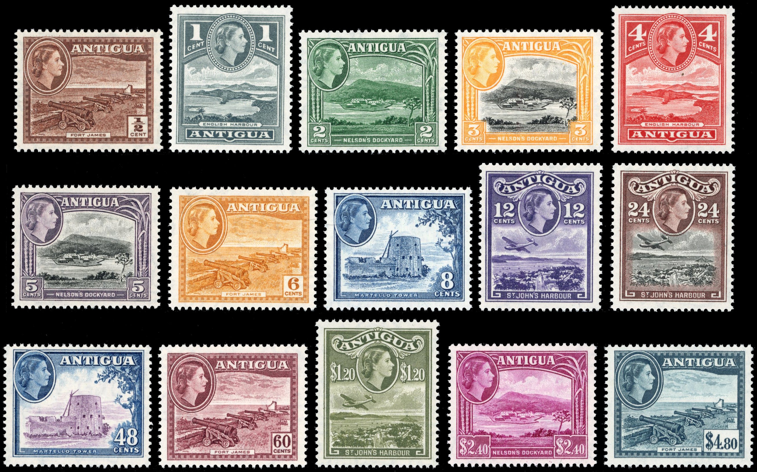 Antigua SG 120a/134 Unmounted Mint 1953-62 set of 15