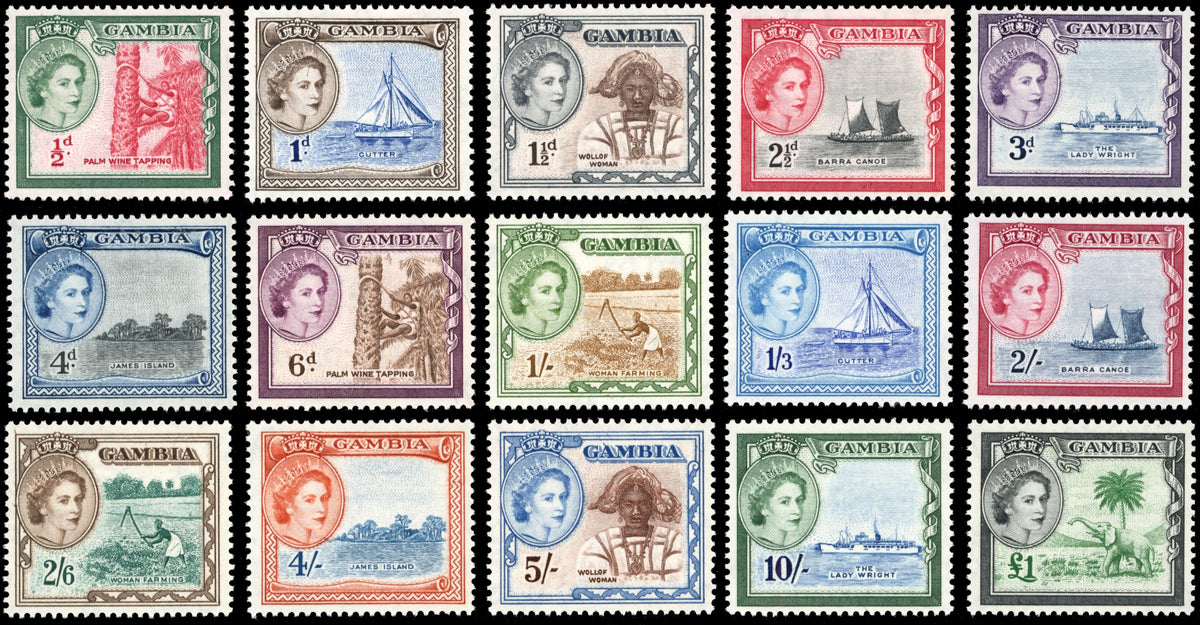 Gambia SG 171/185 Unmounted Mint 1953-59 set of 15