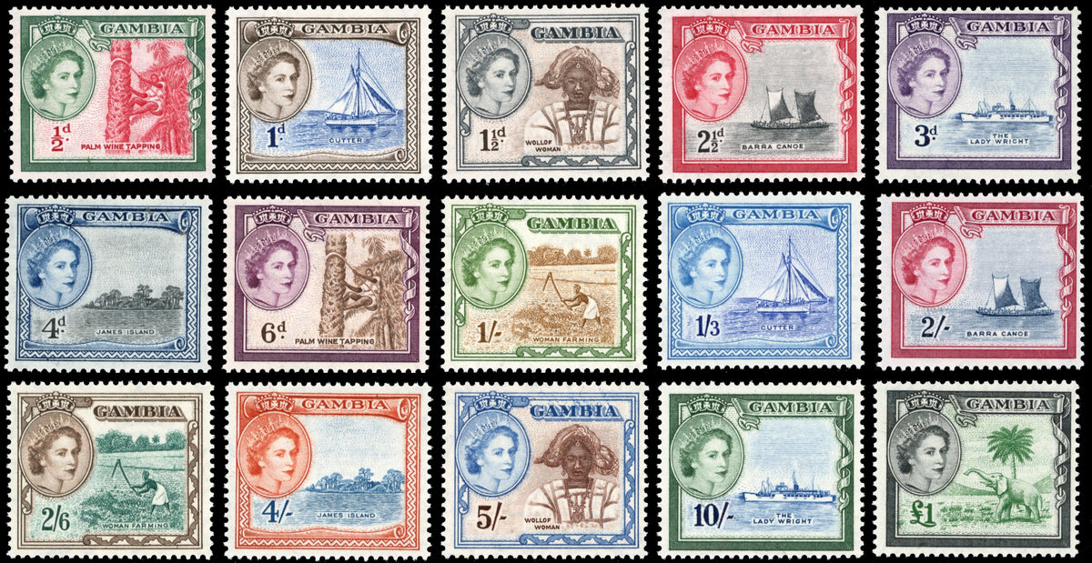 Gambia SG 171/185 Unmounted Mint 1953-59 set of 15