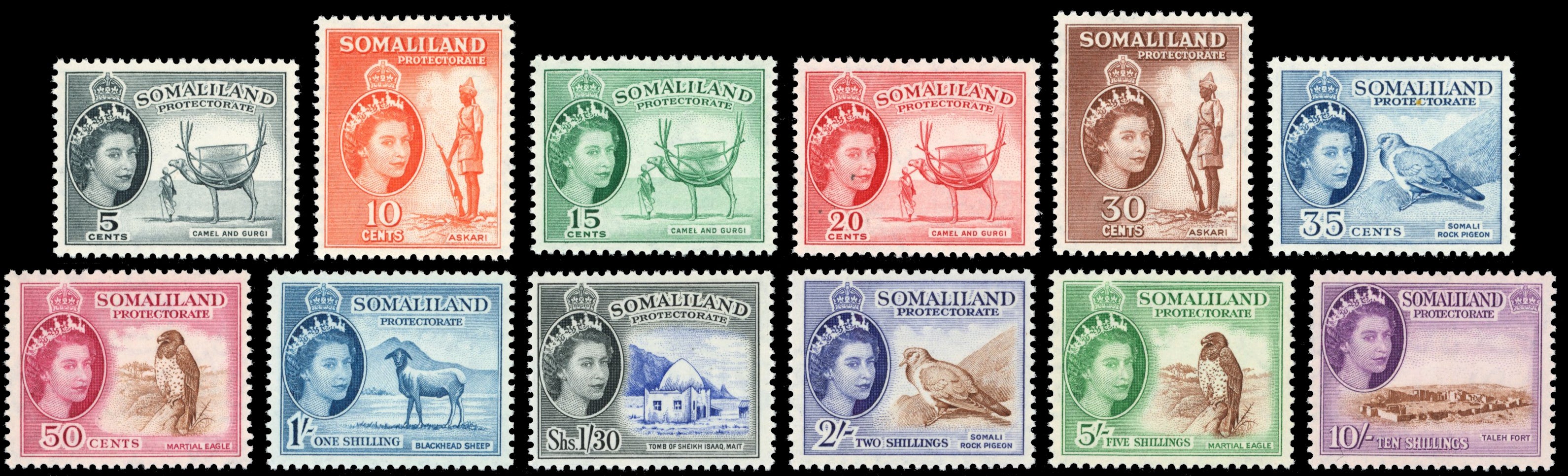 Somaliland Protectorate SG 137/148 Unmounted Mint 1953-58 set of 12