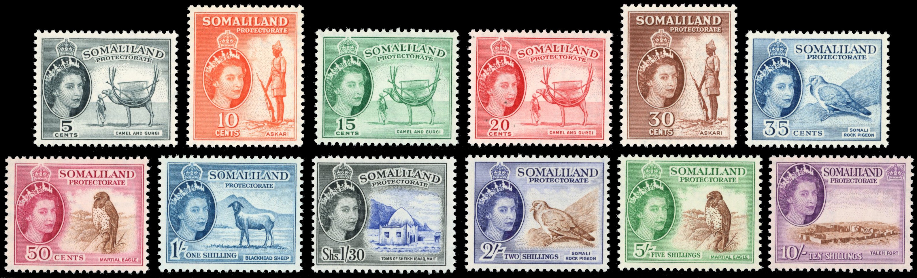 Somaliland Protectorate SG 137/148 Unmounted Mint 1953-58 set of 12