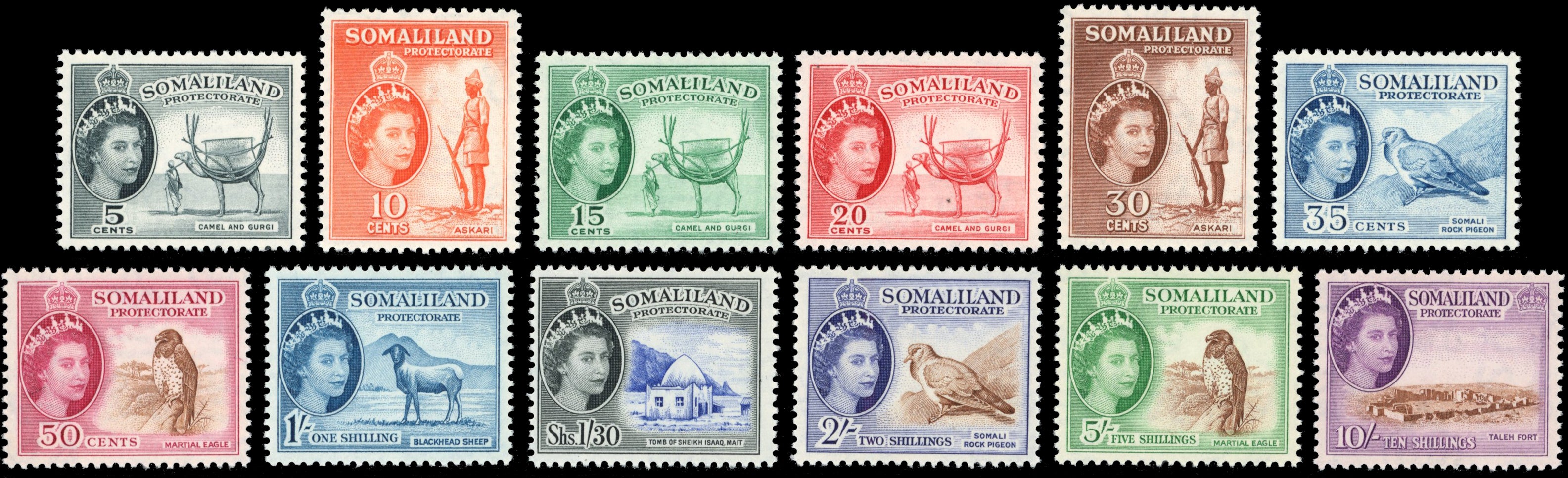Somaliland Protectorate SG 137/148 Unmounted Mint 1953-58 set of 12