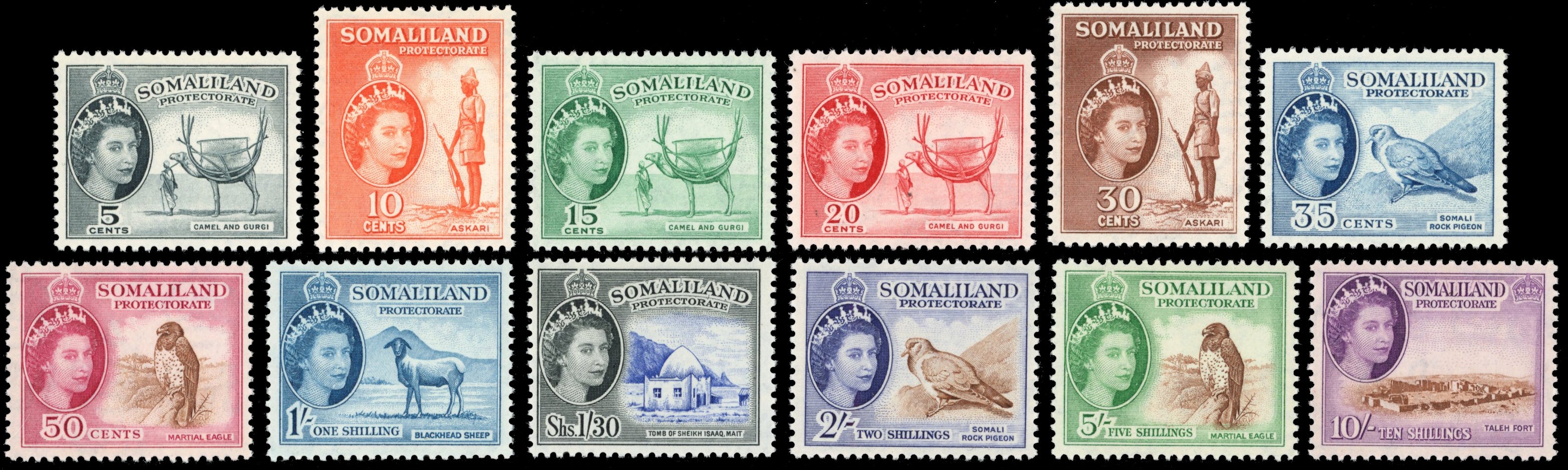 Somaliland Protectorate SG 137/148 Unmounted Mint 1953-58 set of 12