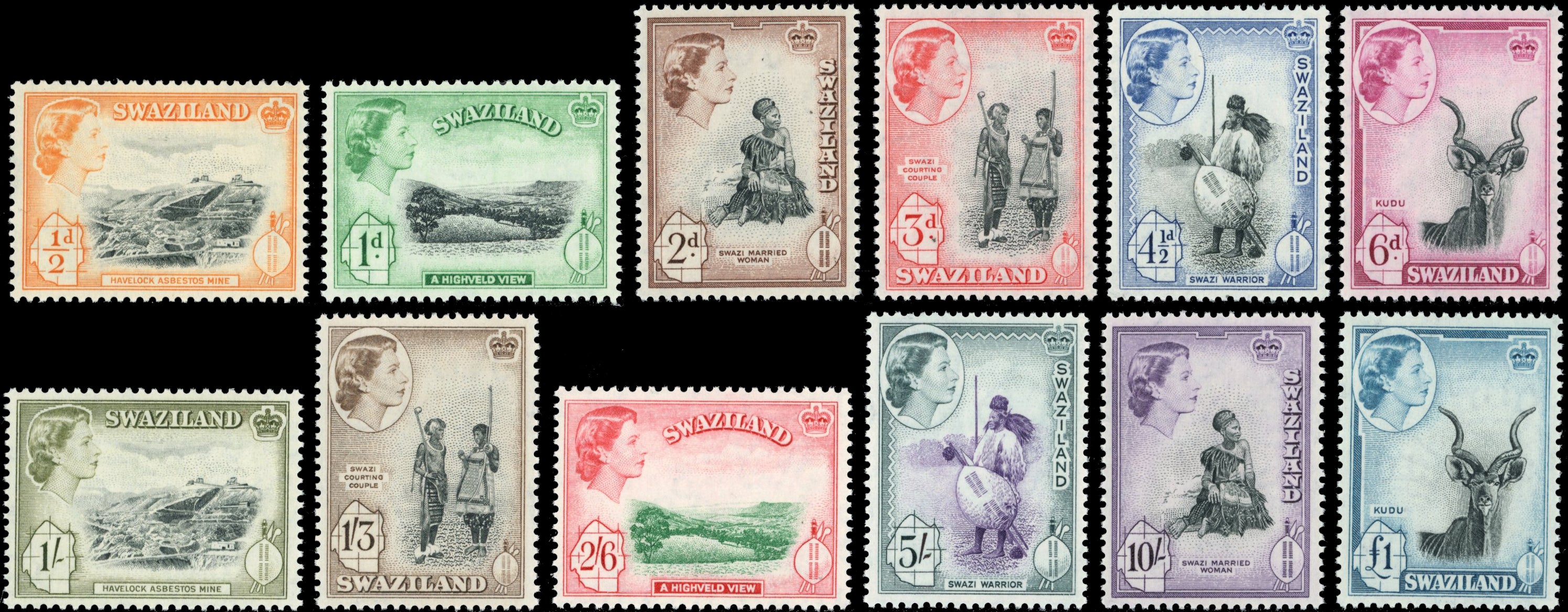 Swaziland SG 53/64 Unmounted Mint 1956 set of 12