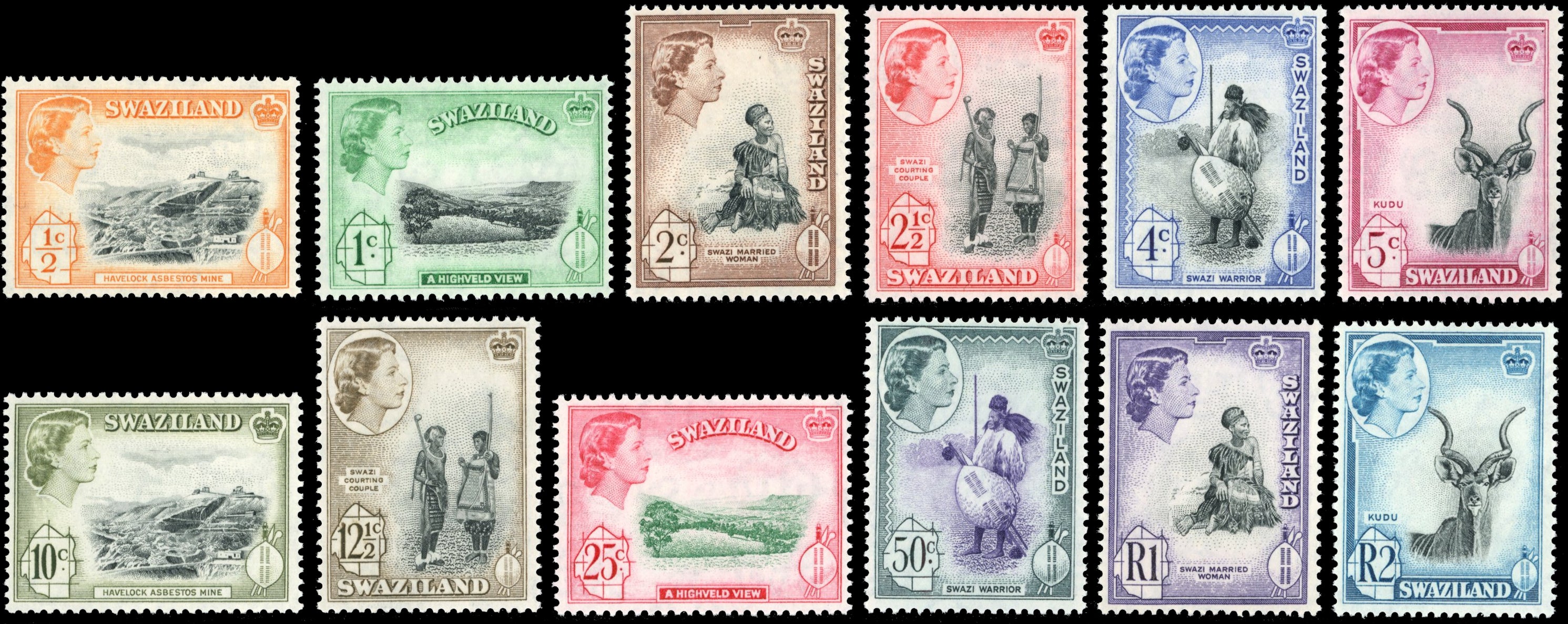 Swaziland SG 78/89 Unmounted Mint 1961 decimal currency set of 12