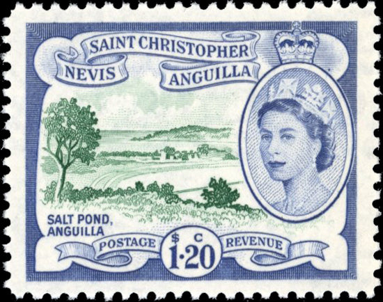 St Kitts-Nevis SG 117a Unmounted Mint 1954-63 $1.20 deep green and violet-blue