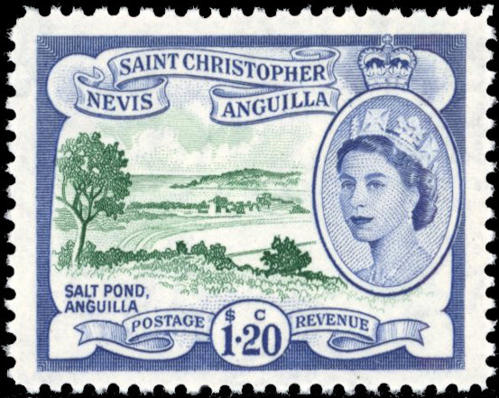 St Kitts-Nevis SG 117a Unmounted Mint 1954-63 $1.20 deep green and violet-blue