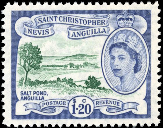 St Kitts-Nevis SG 117a Unmounted Mint 1954-63 $1.20 deep green and violet-blue