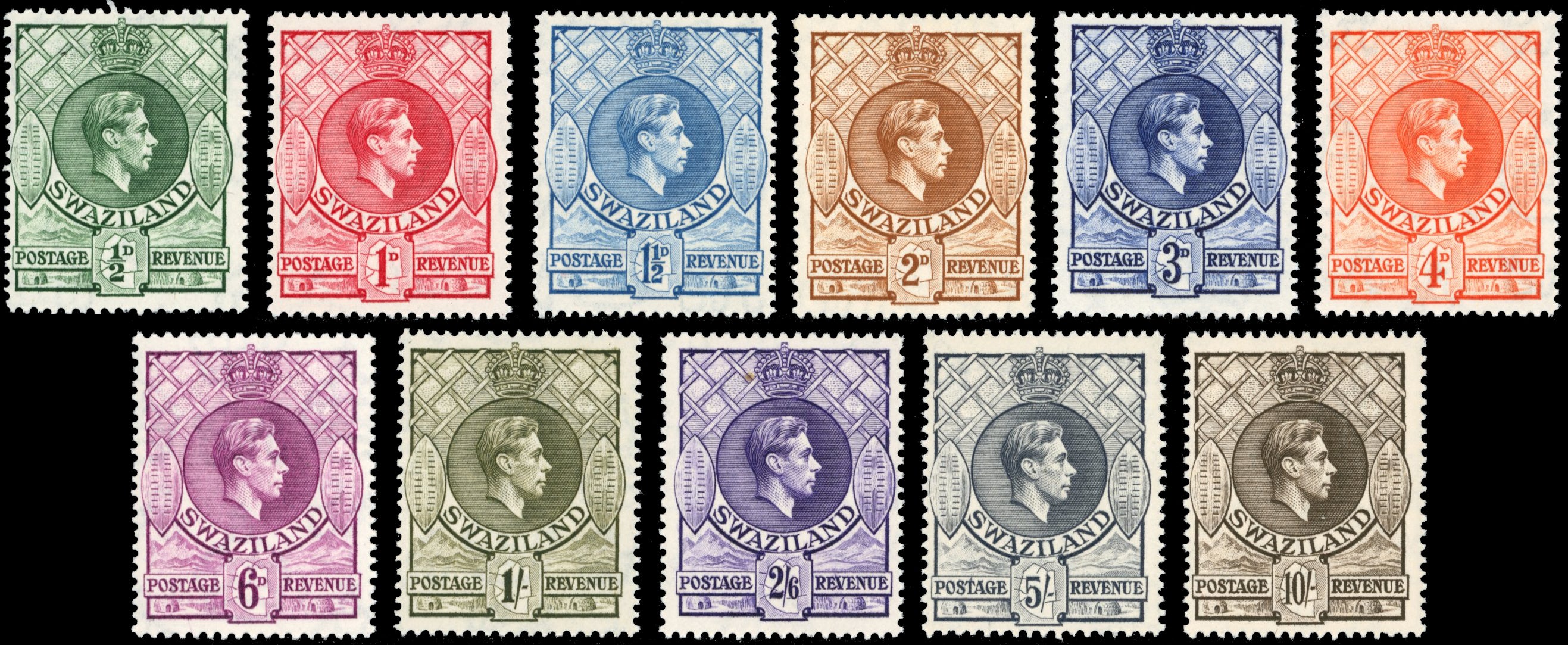 Swaziland SG 28/38a Unmounted Mint 1938-54 set of 11
