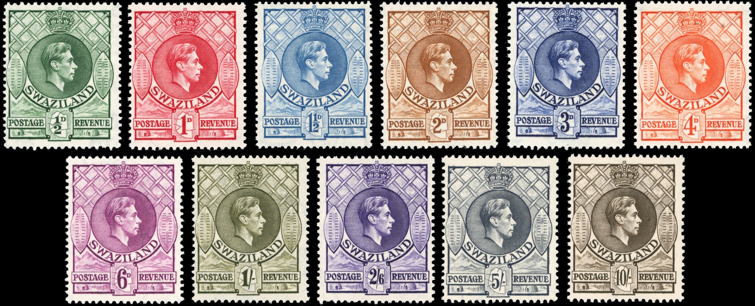 Swaziland SG 28/38a Unmounted Mint 1938-54 set of 11