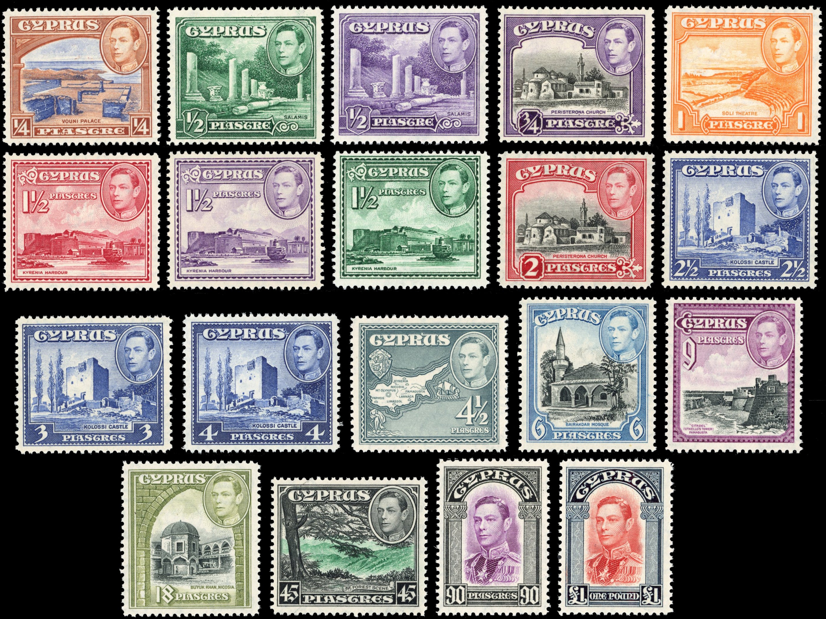 Cyprus SG 151/163 Unmounted Mint 1938-51 set of 19