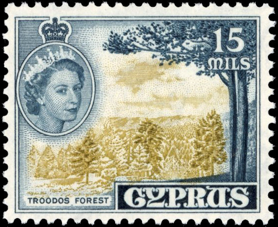 Cyprus SG 177a Unmounted Mint 1955-60 15m bistre and indigo